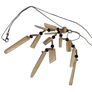 Bohemian bone necklace, 18”.